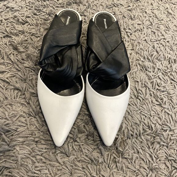 Proenza Schouler Twist Knotted Pointy Toe Slip On Leather Block Heel Mules 38.5 - Picture 9 of 16